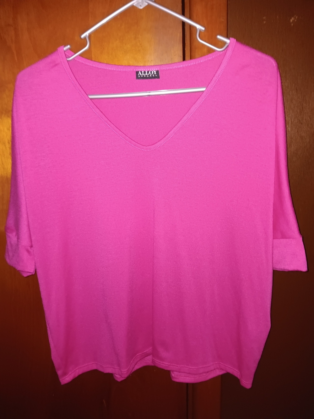 ALLOY Hot Pink V-Neck Short Sleeve Tee